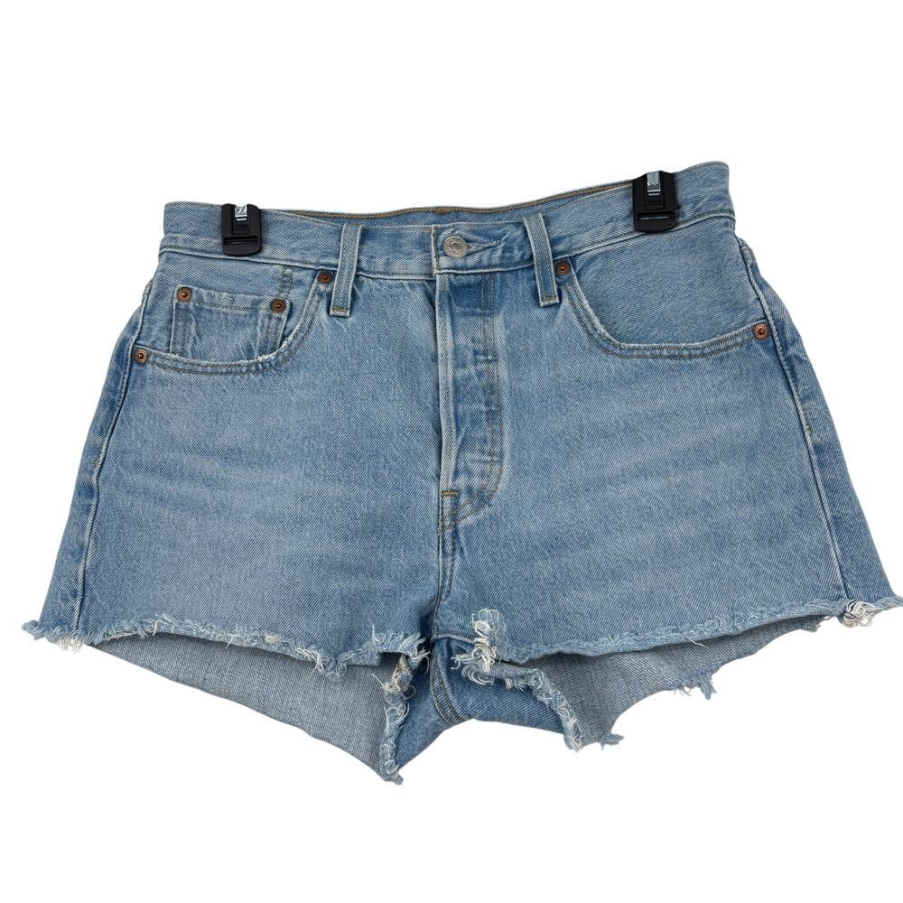 Levi's 501 Cutoff Shorts Womens Size 28 Waist Button Fly High Rise Light Wash